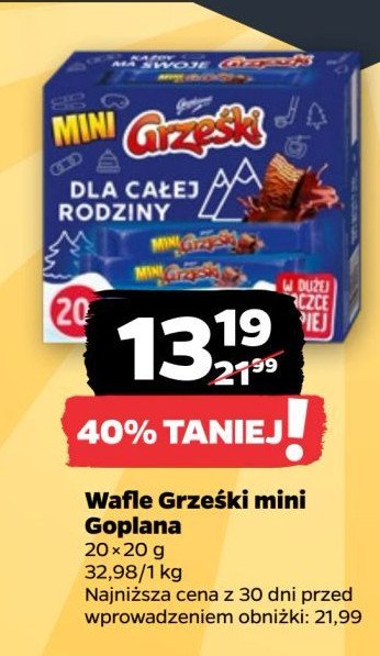 Wafelek kakaowy Grześki mini promocja w Netto