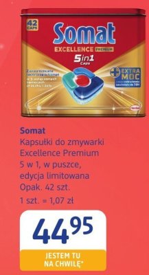 Kapsułki do zmywarki Excellence Premium 5 w 1 w puszce edycja limitowana Somat promocja w Drogerie DM