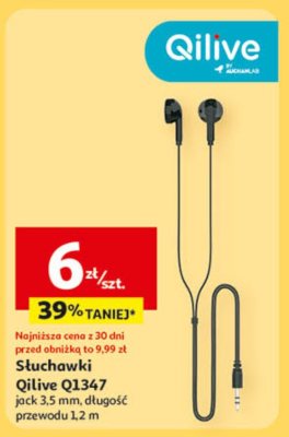 Słuchawki Qilive Q1347 jack 3.5 mm długość przewodu 1,2 m promocja w Auchan