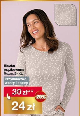 Piżama bluzka prążkowana rozm. S-XL przykładowe wzory i kolory promocja w Woolworth