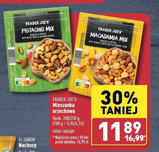 Mieszanka pistacjowa prażone z solą Trader joe's promocja