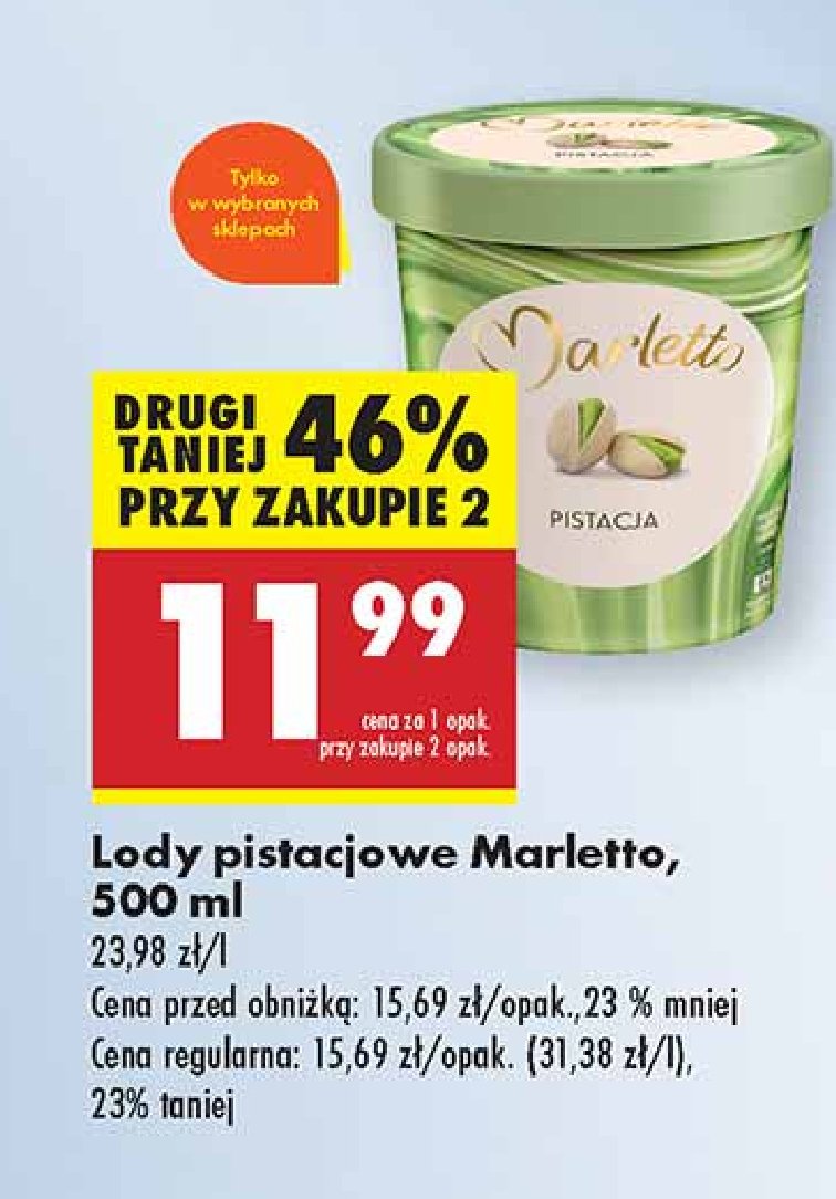 Lody pistacja Marletto promocja w Biedronka