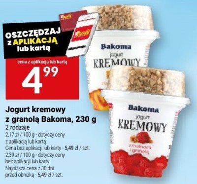 Jogurt kremowy z granolą Bakoma, 230 g promocja w Twój Market