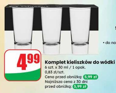 Komplet kieliszków do wódki promocja w Dino