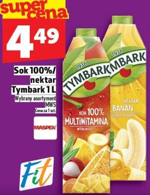 Sok 100%/nektar Tymbark 1 L promocja w TOPAZ