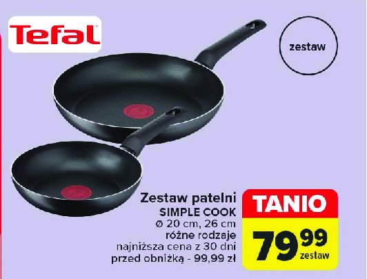 Komplet patelni simple cook 20 + 24 + 28 cm Tefal promocja