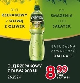 Olej rzepakowy z oliwą Oliwier 900ml promocja w Selgros