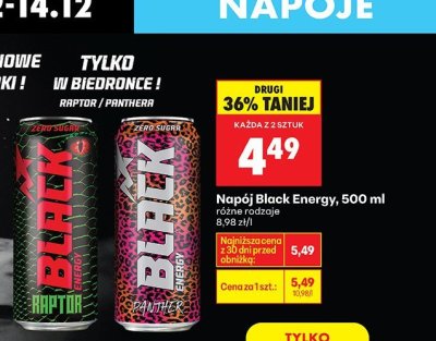 Napój energetyczny Black Energy Panther, 500 ml promocja w Biedronka