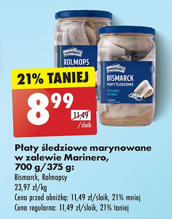 Filety śledziowe w zalecie octowej bismarck Marinero promocja