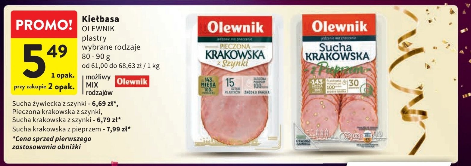 Kiełbasa krakowska z pieprzem Olewnik promocja