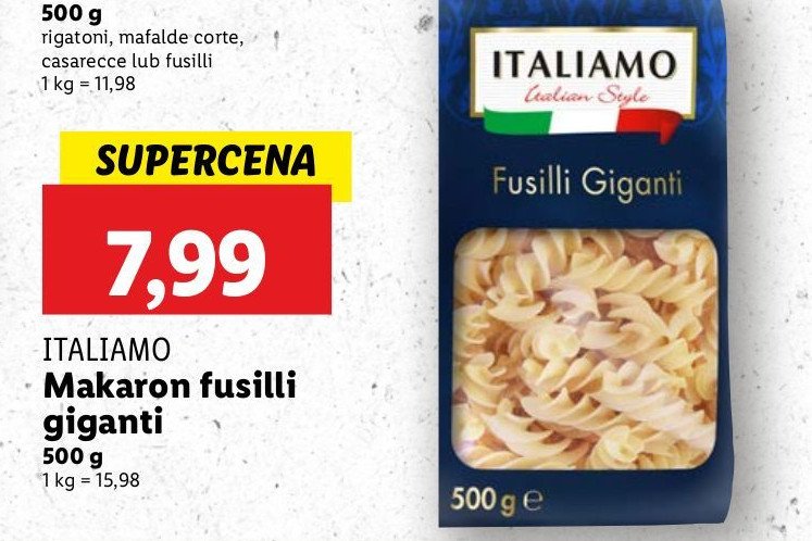 Makaron fusilli giganti Italiamo promocja