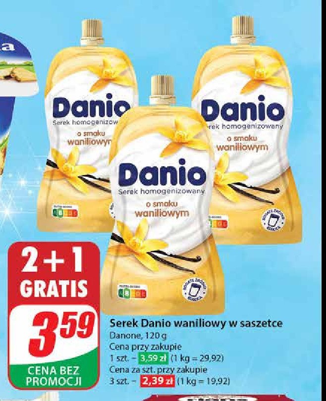 Serek wanilia saszetka Danone danio promocja