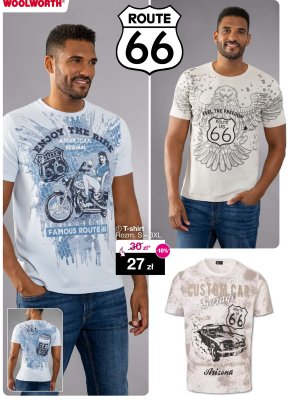 T-shirt męski Route 66 S-3XL promocja w Woolworth