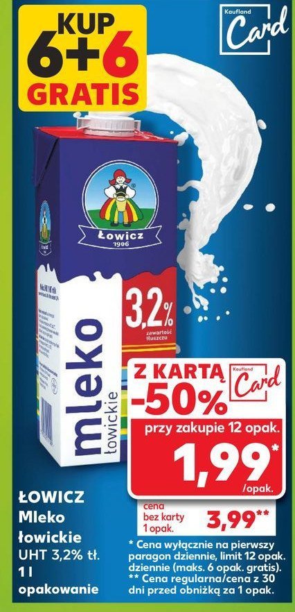 Mleko 3.2% Łowickie promocja