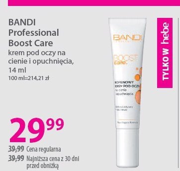 Krem kofeinowy nawilżający pod oczy Bandi boost care promocja w Hebe