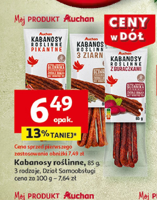 Kabanosy roślinne z buraczkami Auchan promocja