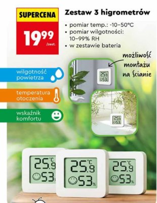 Zestaw 3 higrometrów Setty promocja w Biedronka