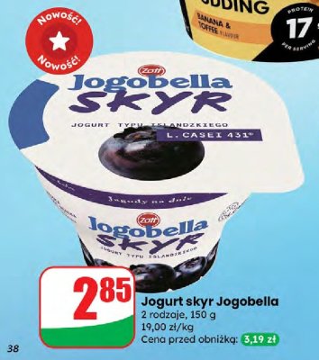Jogurt skyr Jogobella 2 rodzaje promocja w Dino