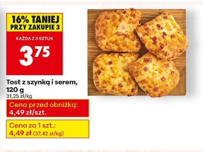 Tost z szynką i serem promocja w Biedronka