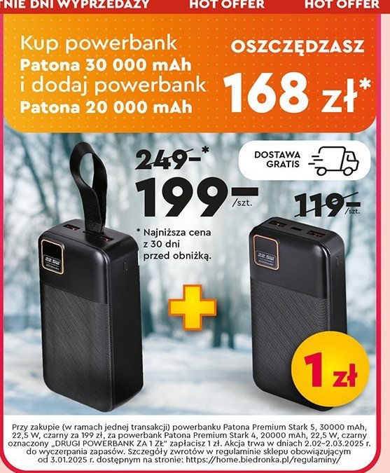 Powerbank patona 30 000 mah promocja w Biedronka