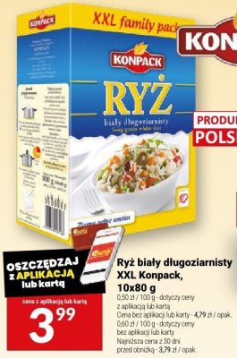 Ryż biały długoziarnisty XXL Konpack, 10x80 g promocja w Twój Market