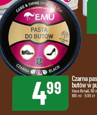 Czarna pasta do butów w puszce Emu promocja w POLOmarket