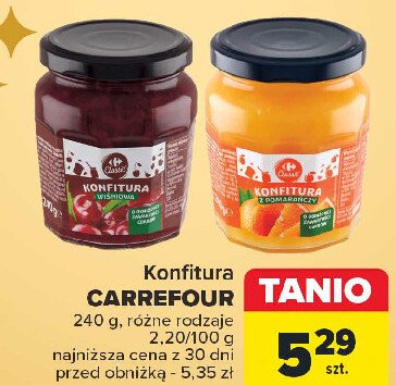 Konfitura wiśniowa niskosłodzona Carrefour promocja w Carrefour Market