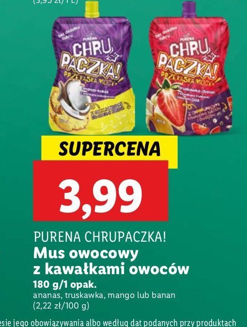 Mus truskawka-banan-chia Purena chru paczka! promocja