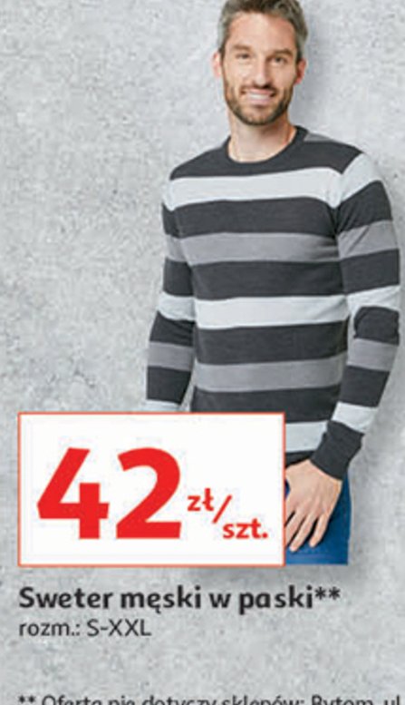Sweter męski s-xxl w paski Auchan inextenso promocja