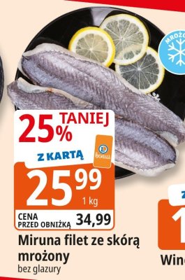 Miruna filet ze skórą mrożony promocja w Leclerc