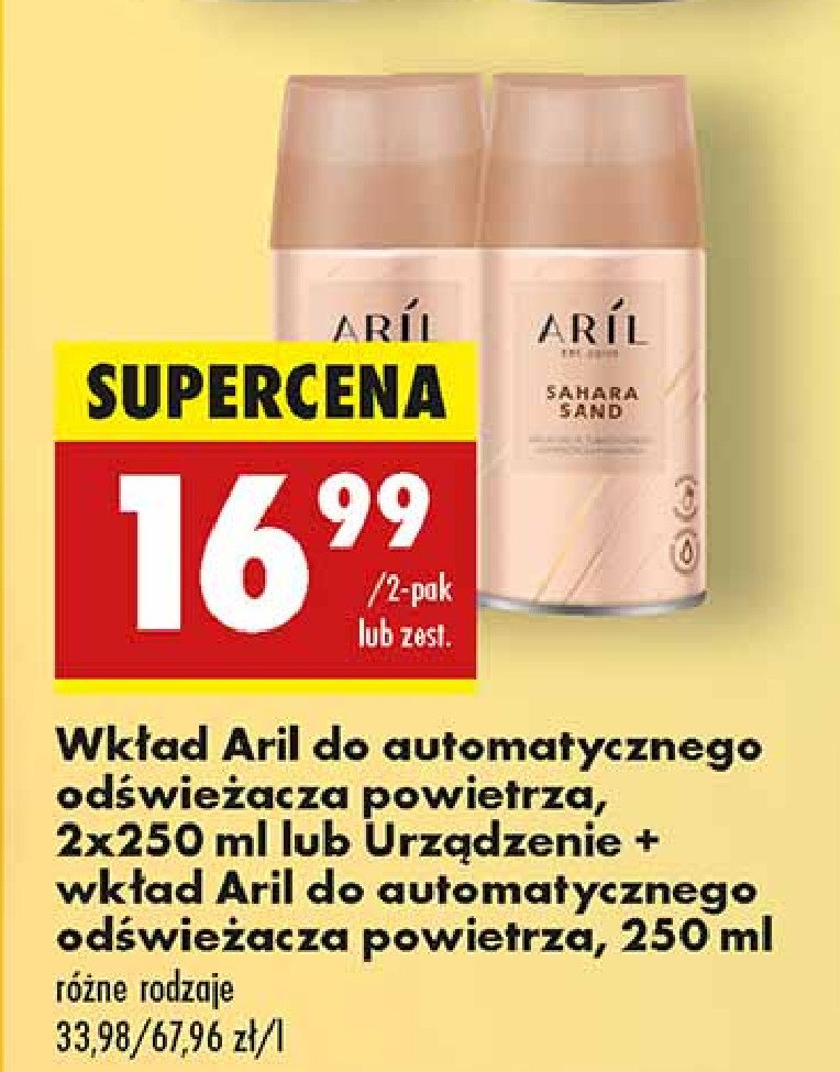 Urządzenie + odświeżacz sahara sand Aril promocja w Biedronka