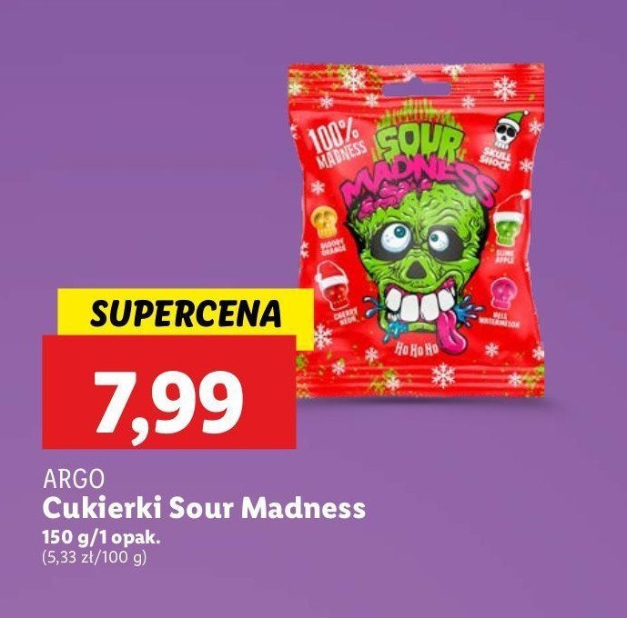 Cukierki sour madness Argo promocja w Lidl