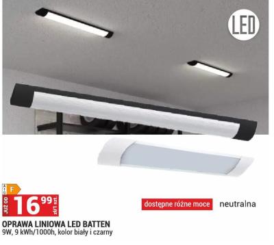 Oprawa liniowa LED BATTEN 9W, 9 kWh/1000h, kolor biały i czarny promocja w Merkury Market