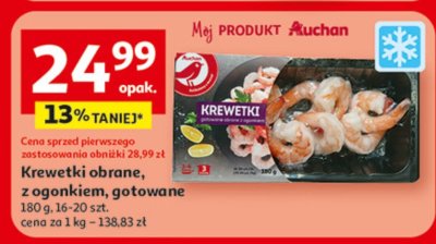Krewetki obrane, z ogonkiem, gotowane promocja w Auchan