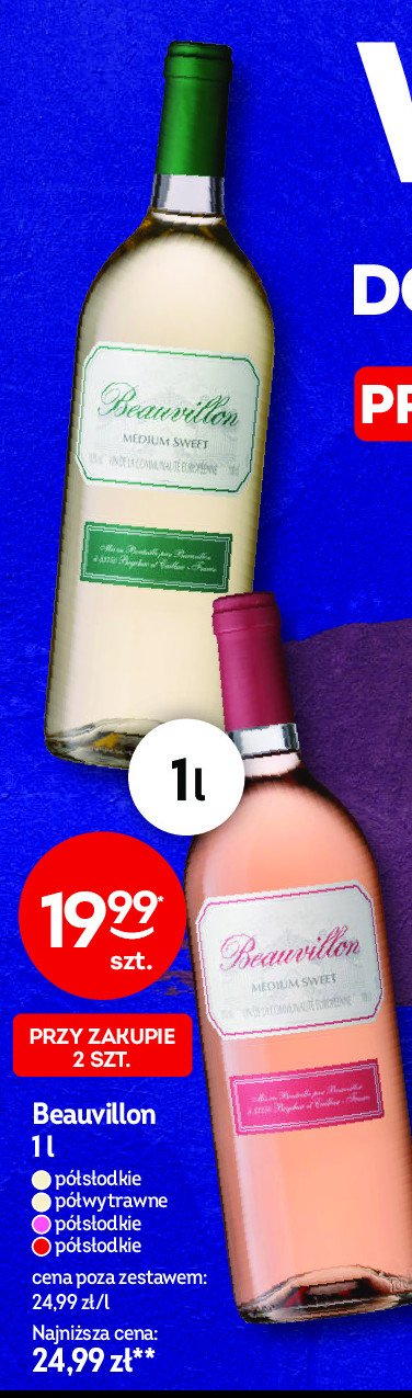 Wino różowe półsłodkie Beauvillon promocja