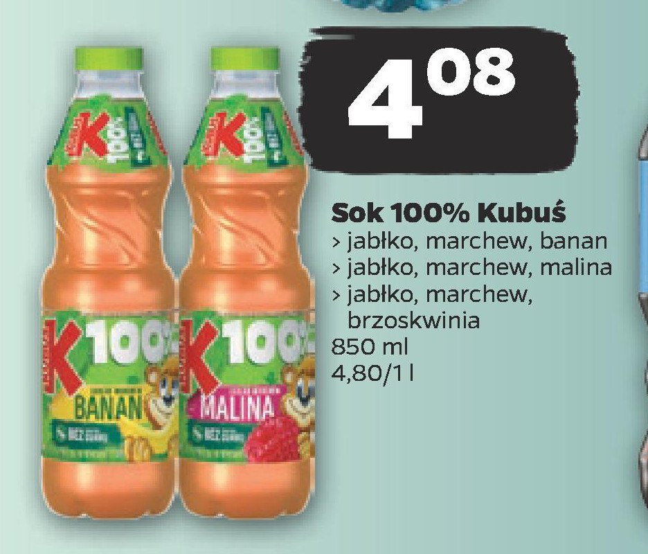 Sok jabłko-marchew-malina Kubuś 100% sok promocja