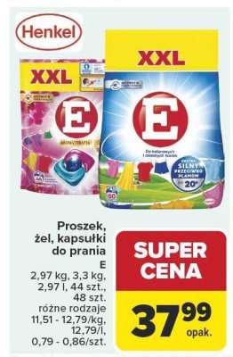 Proszek, żel, kapsułki do prania E różne rodzaje promocja w Carrefour