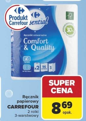 Ręcznik papierowy Carrefour Comfort & Quality 2 rolki 3-warstwowy promocja w Carrefour Market