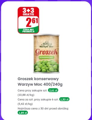 Groszek konserwowy Warzyw Moc promocja w Dino