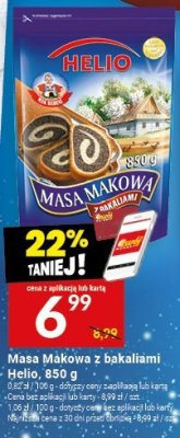 Masa makowa z bakaliami Helio, 850 g promocja w Twój Market