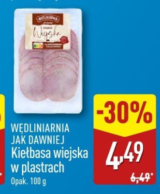 Kiełbasa wiejska Tarczyński w plastrach promocja w Aldi