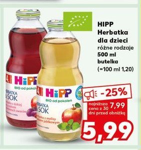 Herbatka z melisy z sokiem jabłkowym Hipp herbatka & sok promocja