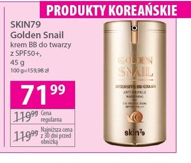 Krem bb odżywczy z wyciągiem ze śluzu ślimaka SKIN79 GOLDEN SNAIL promocja