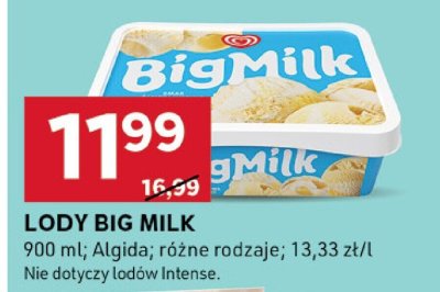 Lody Big Milk Algida promocja w Stokrotka