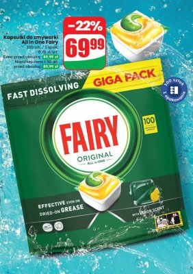 Kapsułki do zmywarki All in One Fairy promocja w Dino