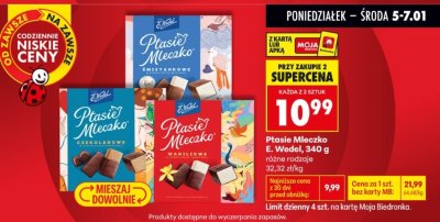 Ptasie Mleczko, 340 g, różne rodzaje promocja w Biedronka