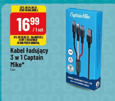Kabel ładujący 3 w 1 Captain Mike promocja w POLOmarket