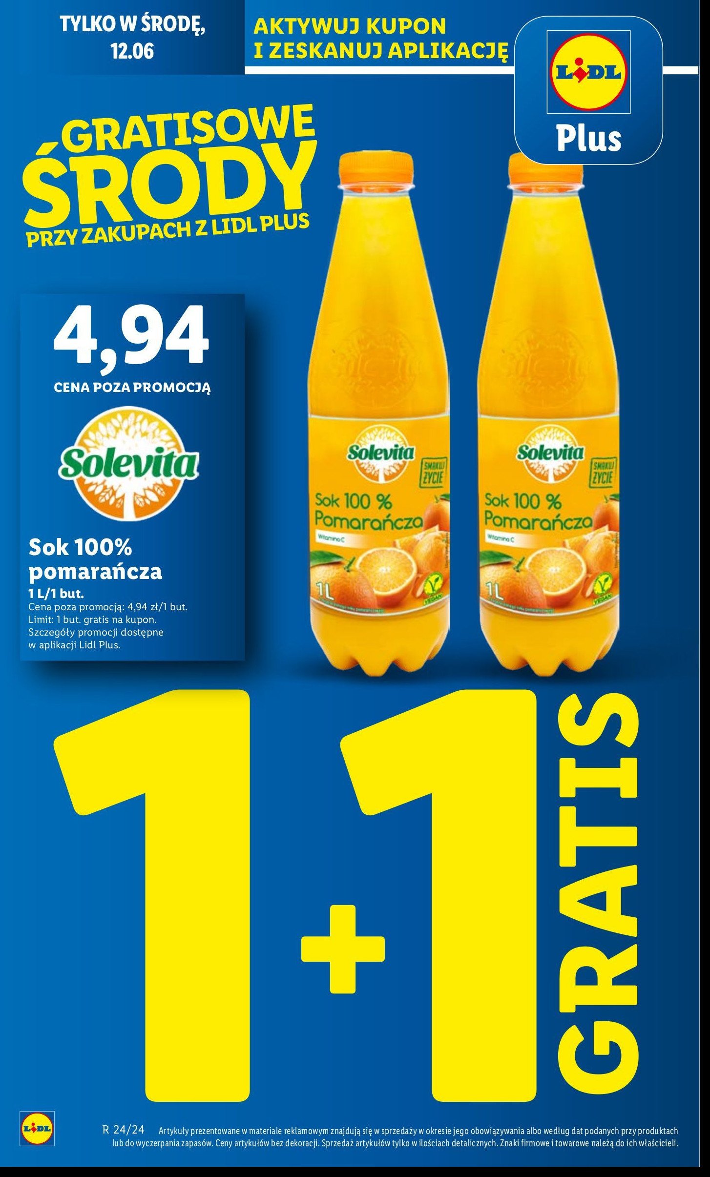 Sok pomarańczowy 100% Solevita promocja