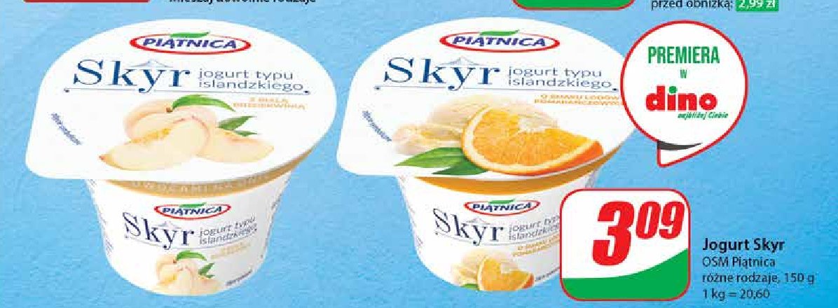 Jogurt typu islandzkiego biała brzoskwinia Piątnica skyr promocja