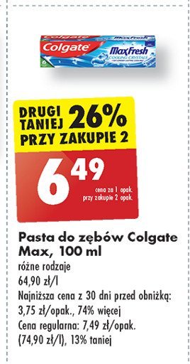 Pasta do zębów cooling crystals Colgate max fresh promocja